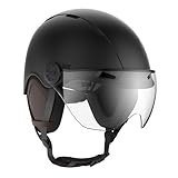 CASR Style – Urbaner Lifestyle-Helm für Fahrrad & E-Scooter – Transparentes Visier & Abnehmbare Ohrpolster – Optimaler Komfort für Damen & Herren – Schwarz Metallic – Größe M