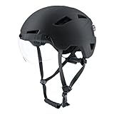 Masdio Lightweight Bicycle Helmets with LED Lights, with Visor, Large & Standard Size, Helmets for Adults (M)