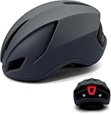 Fahrradhelm mit LED Licht Stadthelm Ultraleichter Radhelm Mountainbike Helm für Herren Erwachsene Cityhelm mit Aufladung Rücklicht 56-60CM (Grau)