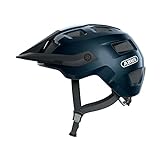 ABUS MTB-Helm MoTrip - robuster Fahrradhelm mit höhenverstellbarem Schirm für Mountainbiker - individuelle Passform - Unisex - Blau Glänzend, M, M (54-58 cm)