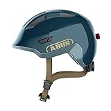 ABUS Kinderhelm Smiley 3.0 ACE LED - Fahrradhelm mit Licht - tiefe Passform & Platz für einen Zopf - für Mädchen und Jungs - Blau Glänzend, Größe M, Blau (royal blue)