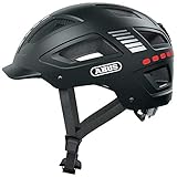 ABUS Fahrradhelm mit Licht - Hyban 2.0 LED - Vorder- und Rücklicht & robuste Hartschale - für Damen und Herren - Schwarz Matt, Größe L