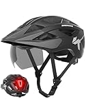 InnerKing Fahrradhelm Herren Damen, Leichte Fahrradhelm mit Magnetische Schutzbrille Visier und USB-Aufladung LED Licht, MTB Helm Radhelm Cityhelm
