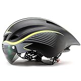 GMtes TT Fahrradhelm mit Brille, Rennrad Fahrrad Sportschutzhelm Reiten Herren Damen Racing In-Mold Zeitfahren Triathlon Helm,C