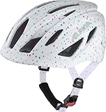 ALPINA PICO Flash - Beleuchteter, Leichter & Bruchfester Fahrradhelm Mit Fliegennetz Für Kinder, White Polka dots Gloss, 50-55 cm