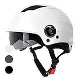 Westt Skaterhelm Herren Damen E-Scooter BMX Skate Skateboard E-Bike Inlineskate Helm Fahrradhelm mit Sonnenvisier, weiß metallic, Gr. S/M (55-58 cm)