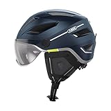 ABUS Stadthelm Pedelec 2.0 ACE - Fahrradhelm mit Rücklicht, Visier, Regenhaube, Ohrenschutz - für Damen und Herren - Blau Matt, Größe L