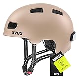 uvex City 4 - Leichter City-Helm für Damen und Herren - individuelle Größenanpassung - inkl. LED-Licht - Soft Gold matt - 58-61 cm