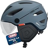 ABUS Stadthelm Pedelec 2.0 ACE - Fahrradhelm mit Rücklicht, Visier, Regenhaube, Ohrenschutz - für Damen und Herren - Hellblau Matt, Größe S