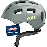 ABUS Fahrradhelm Youn-I 2.0 - mit Licht für Kinder, Jugendliche und Junge Erwachsene - für Mädels und Jungs - Grau, Größe M, M (52-57 cm)
