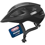 ABUS Rennradhelm Macator - Sportiver Fahrradhelm für Einsteiger - auch für Zopfträger/-innen - für Damen und Herren - Schwarz Glänzend, Größe M​