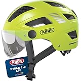 ABUS Stadthelm Hyban 2.0 ACE - Fahrradhelm mit Visier, Licht und ABS-Hartschale - für Damen und Herren - Gelb, Größe M​, M (52-58 cm)