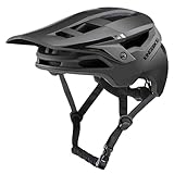 Fahrradhelm Mountainbike Helm Visier Abnehmbar MTB Helme für Herren Damen Erwachsene Jugend (Schwarz, M(54-58CM))