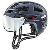 uvex finale visor V - sicherer City-Helm für Damen und Herren - mit Visier - inkl. LED-Licht - deep space matt - 56-61 cm
