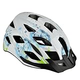 FISCHER Erwachsene Fahrradhelm, Radhelm, Cityhelm Urban Flower, S/M, 52-59cm, weiß blau, mit beleuchtetem Innenring-System