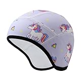 Risipu Kinder Helmmütze Warme Wintermütze Futter für Fahrradhelm Ski Skull Cap mit Ohrenschutz Elastische Mütze für Jungen Mädchen (DE/NL/SE/PL, Alphanumerisch, Einheitsgröße, Blau - Einhorn)