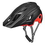 RaMokey Fahrradhelm MTB Helm, Mountainbike Helm mit Abnehmbarem Visier und Polsterung für Erwachsene, Radhelm für den Stadtverkehr- für Damen und Herren (Schwarz+Rot)
