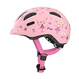 ABUS Kinderhelm Smiley 2.0 - Robuster Fahrradhelm für Mädchen und Jungs - Rosa mit Prinzessinnen-Muster, Größe S