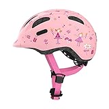 ABUS Kinderhelm Smiley 2.0 - Robuster Fahrradhelm für Mädchen und Jungs - Rosa mit Prinzessinnen-Muster, Größe S