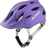 ALPINA CARAPAX JR. FLASH - Beleuchteter, Leichter und Sicherer LED Fahrradhelm Mit Fliegennetz Für Kinder, purple matt, 51-56 cm