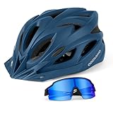 Odoland Set di Casco e Occhiali da Ciclismo Anti UV Mountain Bike e Casco MTB Con Occhiali Soliel per Ciclismo uomini Donne adulti