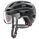uvex finale visor - sicherer City-Helm für Damen und Herren - mit Visier - inkl. LED-Licht - black matt - 56-61 cm
