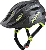 Alpina Carapax JR. - Leichter, Robuster & Sicherer Fahrradhelm Mit Fliegennetz & Optionalen LED-Licht Für Kinder, Black-neon-Yellow, 51-56 cm