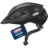 ABUS Rennradhelm Macator - Sportiver Fahrradhelm für Einsteiger - auch für Zopfträger/-innen - für Damen und Herren - Schwarz Glänzend, Größe M​