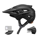 KINGBIKE Professioneller Mountainbike Helm E-MTB NTA-8776 E-Bike Sicherheitshelm mit 3-stufig verstellbarem Visier & Kamera-Halterung MTB-Fahrradhelm für Erwachsene (Mattschwarz, M)