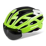 Shinmax Fahrradhelm Herren Damen Fahrradhelm mit Visier Magnetische Abnehmbarer Schutzbrille Fahrradhelme mit Licht Erwachsene Radhelm Cityhelm Einstellbarer Atmungsaktiv Sicherheitsschutz MTB Helm