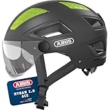ABUS Stadthelm Hyban 2.0 ACE - Fahrradhelm mit Visier, Licht und ABS-Hartschale - für Damen und Herren - Grau (titan), Größe XL