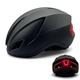 Fahrradhelm mit LED Licht Stadthelm Ultraleichter Radhelm Mountainbike Helm für Herren Erwachsene Cityhelm mit Aufladung Rücklicht 56-60CM(Schwarz)