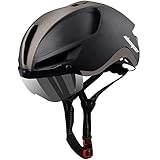 Shinmax Fahrradhelm Herren Damen mit Licht USB-Aufladung Fahrradhelm mit Visier Magnetische Abnehmbarer Leichter MTB Helm Fahrrad mit Aufbewahrungstasche Radhelm Verstellbarer 57-62CM