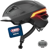 ABUS Fahrradhelm HYP-E - Helm mit Frontlicht, Rücklicht und Blinklicht - geeignet auch fürs Fahrradfahren auf E-Bike und S-Pedelec - für Jugendliche und Erwachsene - Größe L, Grau