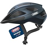 ABUS Rennradhelm Macator - Sportiver Fahrradhelm für Einsteiger - auch für Zopfträger/-innen - für Damen und Herren - Dunkelblau Glänzend, Größe L