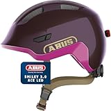 ABUS Kinderhelm Smiley 3.0 ACE LED - Fahrradhelm mit Licht - tiefe Passform & Platz für einen Zopf - für Mädchen und Jungs - Violett Glänzend, Größe M