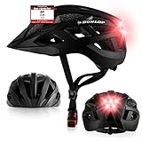 Dunlop Sports Fahrradhelm mit Licht - Sofort gesehen Werden - Ultraleichter Spezial Damen Herren Kinder Fahrrad Helm mit Visier und Rücklicht für hohe Sicherheit - Urban Helm (Schwarz, S (52-56 cm))