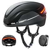 Favoto Fahrradhelm Rennradhelm Herren Damen - Intelligenter Fahrradhelm 3 Rücklichtmodi Fernbedienung EPS In-Mould-Technologie Schwarz L(59-61cm)