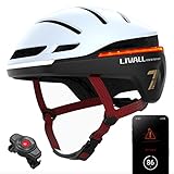 LIVALL EVO21 Smart Fahrradhelm, Leichter City- & Sporthelm, mit Frontlicht, 270° LED-Rücklicht, Blinkern, Bremswarnlicht, Auto On/Off & SOS-Alarm, IPX5, Unisex, Weiß, Größe L 58-62 cm