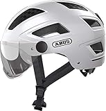 ABUS Stadthelm Hyban 2.0 ACE - Fahrradhelm mit Visier, Licht und ABS-Hartschale - für Damen und Herren - Weiß, Größe M​