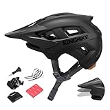KINGBIKE Mountainbike-Helm Fahrradhelm für Erwachsene Professioneller E-MTB Helm mit Kamerahalterung & verstellbarem Visier NTA-8776-zertifizierter Helm für Herren Damen Jugendliche (Mattschwarz, M)