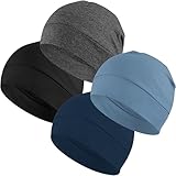 EINSKEY Fahrradmütze Unter Helm, Leichte Dünne Baumwollmütze für Herren und Damen, Perfekt als Schlafmütze, Laufmütze, Skull Cap oder Chemo Kopfbedeckung - 4er Pack