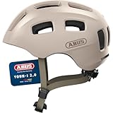 ABUS Fahrradhelm Youn-I 2.0 - mit Licht für Kinder, Jugendliche und Junge Erwachsene - für Mädels und Jungs - Beige, Größe S
