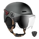 CASR Glow - LED-Helm für Fahrrad & Scooter - XL-Visier & abnehmbare Ohrpolster, Rück-Blinker & Fernbedienung - Stilvolles urbanes Design für Damen & Herren - Matt Anthrazit - Größe L