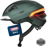 ABUS Fahrradhelm HYP-E - Helm mit Frontlicht, Rücklicht und Blinklicht - geeignet auch fürs Fahrradfahren auf E-Bike und S-Pedelec - für Jugendliche und Erwachsene - Größe L, Grün