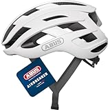 ABUS Rennradhelm AirBreaker - High-End Fahrradhelm für den professionellen Radsport - für Jugendliche und Erwachsene - Helm für Damen und Herren - Weiß, Größe L