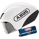 ABUS Zeitfahrhelm Gamechanger TT 1.1 - aerodynamischer Fahrradhelm für sportliches Fahren - Triathlon, Zeitfahren und Bahnradfahren - für Damen und Herren - Größe S, Weiß