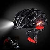 Fahrradhelm, MTB/Mountainbike/Bike/Scooter atmungsaktiver Helm, Multifunktions Sicherheitsverstellbarer Scheinwerfer Dreiseitige Sicherheitswarnleuchte Universal Herren Damen Kinder