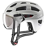 uvex finale visor - sicherer City-Helm für Damen und Herren - mit Visier - inkl. LED-Licht - sand - white matt - 56-61 cm