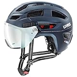 uvex Finale Visor V - sicherer Fahrradhelm für Damen und Herren - mit selbsttönendem Visier - LED-Licht - deep Space matt - 56-61 cm